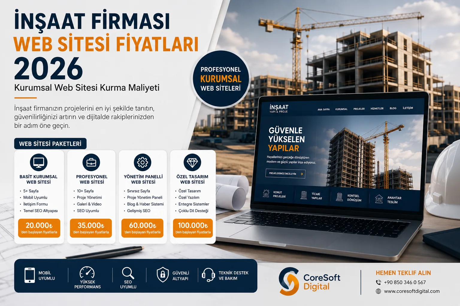 İnşaat Firması Web Sitesi Fiyatları 2026