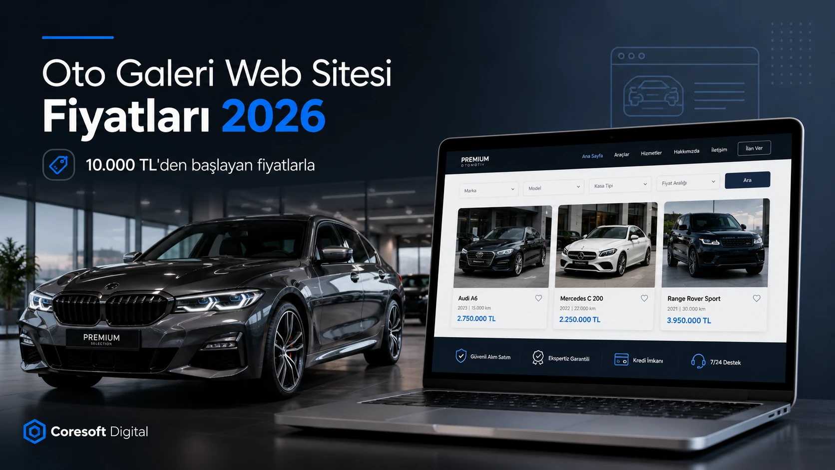 Oto Galeri Web Sitesi Fiyatları 2026: Araç İlanlı Web Sitesi Kurulumu