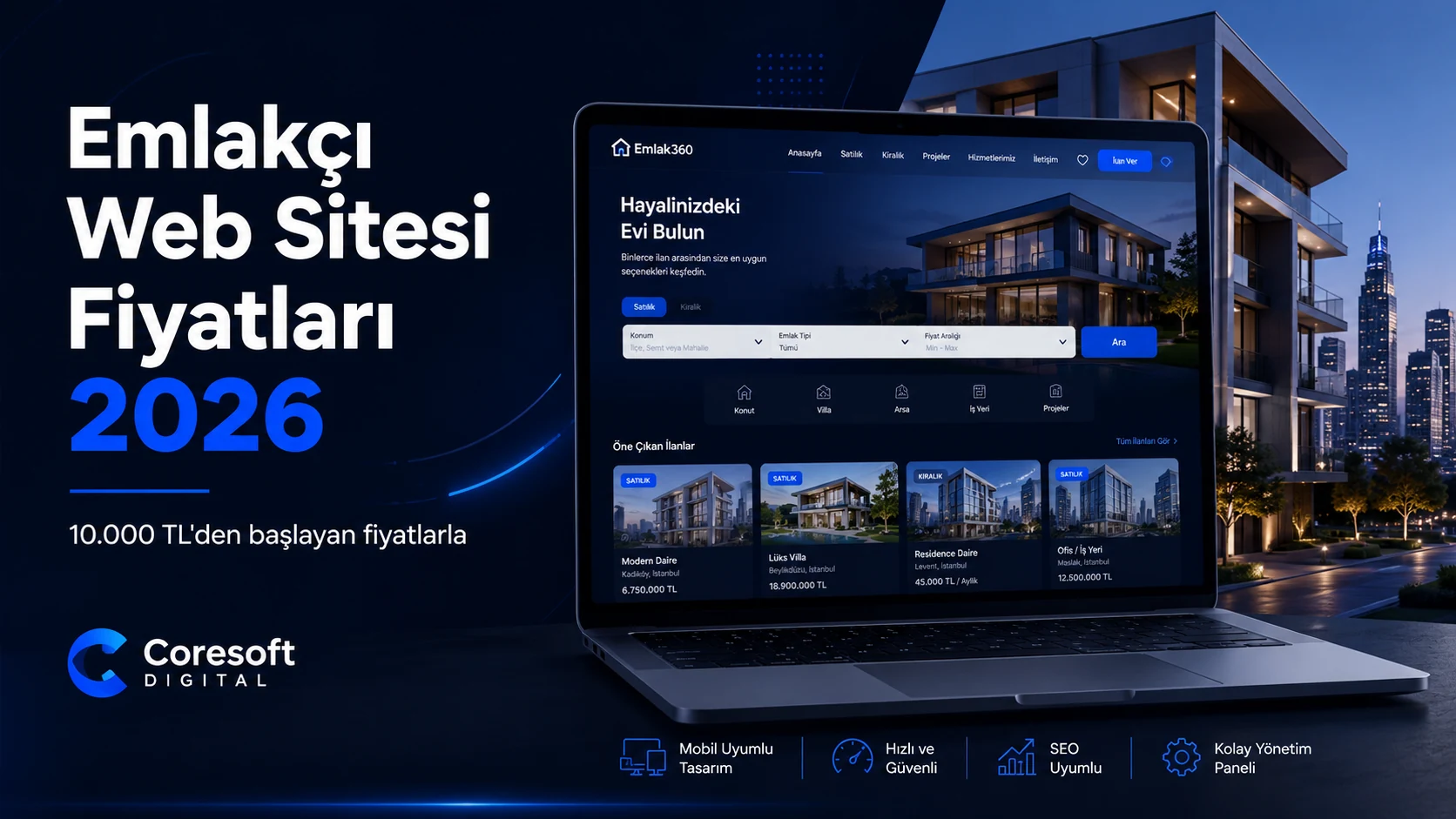 Emlakçı Web Sitesi Fiyatları 2026: İlan Yönetimli Gayrimenkul Sitesi
