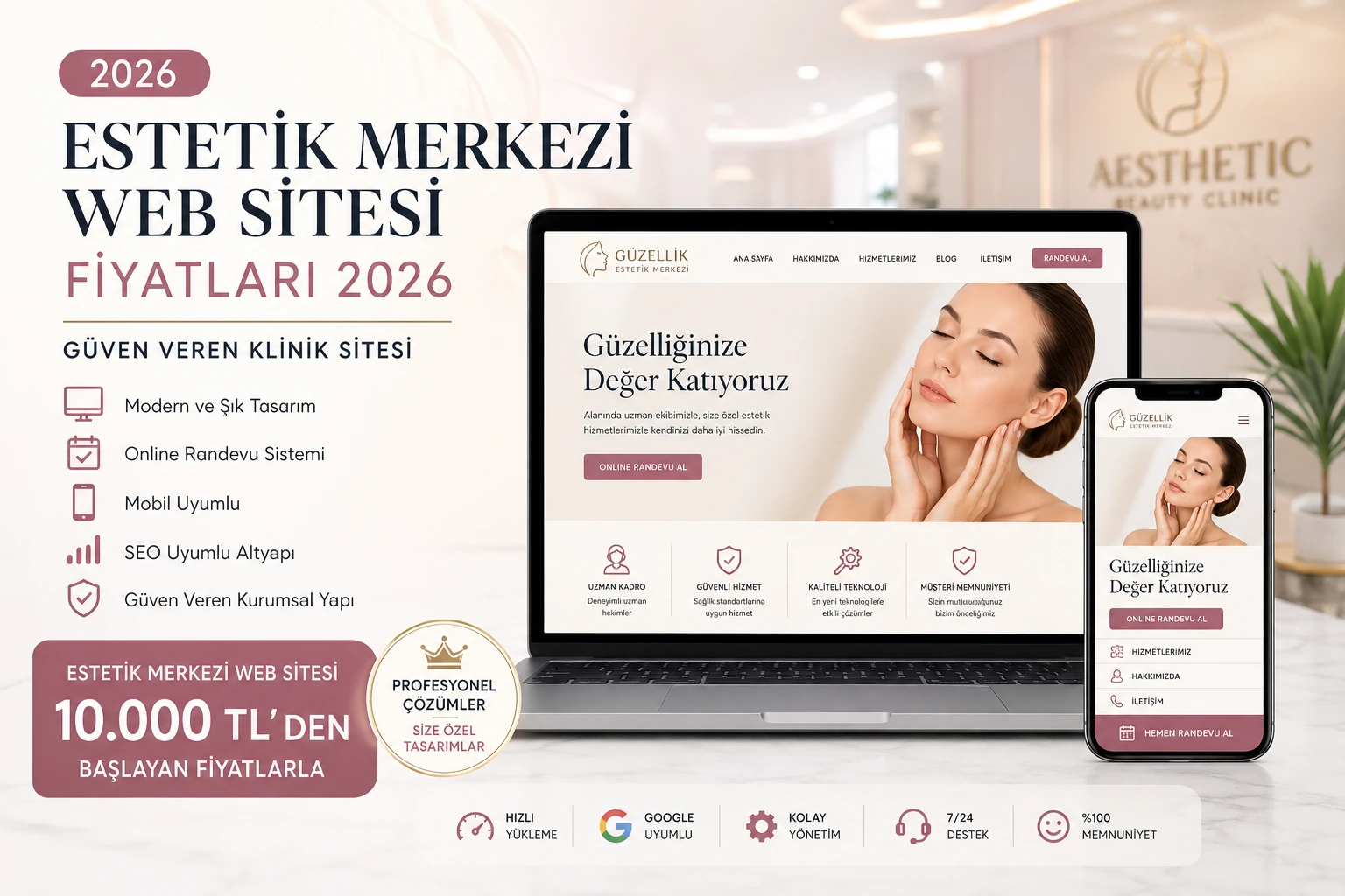 Estetik Merkezi Web Sitesi Fiyatları 2026: Güven Veren Klinik Sitesi