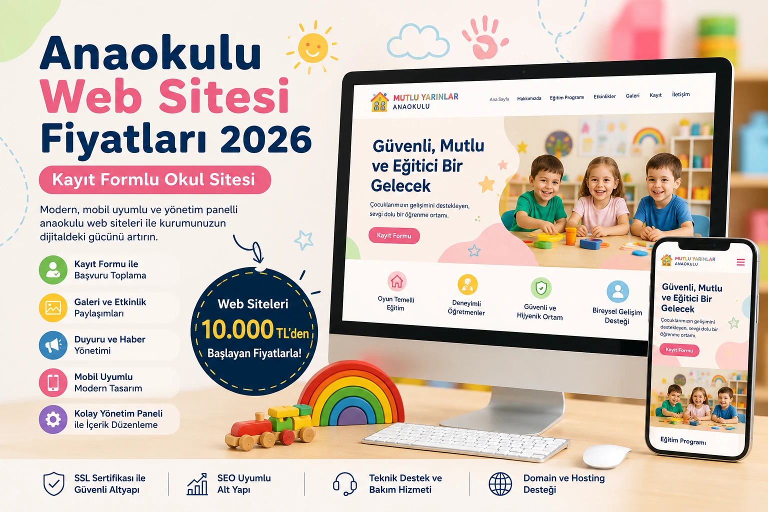 Anaokulu Web Sitesi Fiyatları 2026: Kayıt Formlu Okul Sitesi